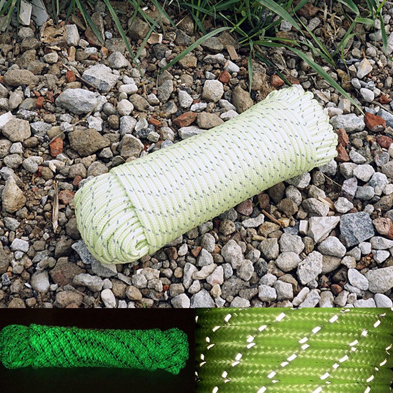 Outdoor camping 20 meters luminous rope + reflective rope 5mm thickened high strength canopy tent rope fixed windproof rope
