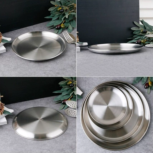 Обеденная тарелка из нержавеющей стали, посуда, комплект, увеличенная толщина, простой и элегантный дизайн