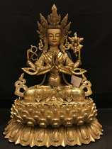 Nibo pure handmade tantric Buddha statue boutique gilt one foot five four arms Guanyin statue lotus base