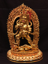 Nepal handmade red copper full gilt 45cm Tibetan tantric Buddha statue black Fortune fine craft