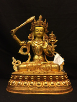 Nepalese handmade tantric Buddha statue gilt 33cm Manjusri Bodhisattva Buddha (fine craft)