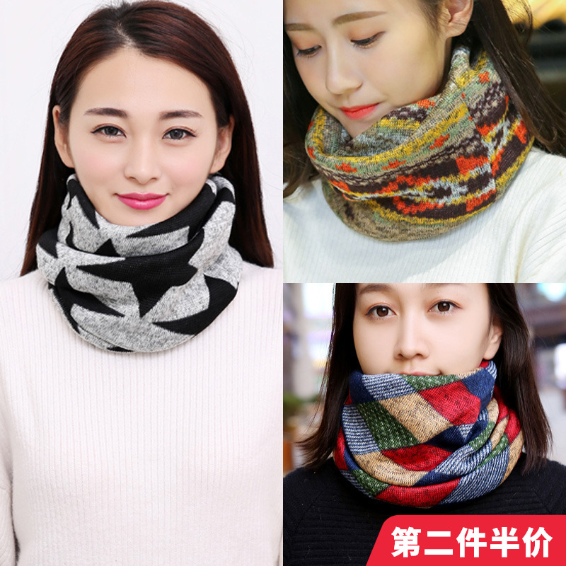 Spring-autumn winter knit wool thread surrounding neck woman outdoor thickening warm 100 hitch head scarf anti-cold protection cervical neck sleeve