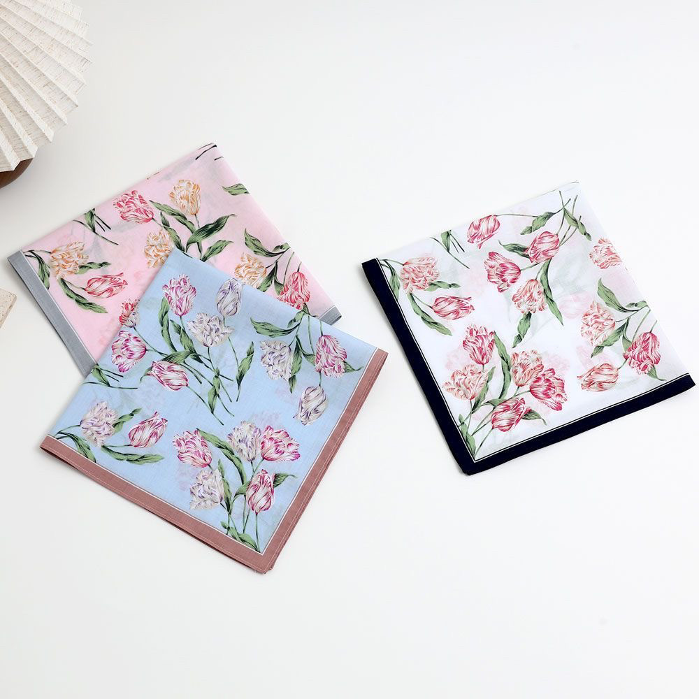 純綿の極薄ハンカチ、女性用携帯用小型正方形タオル、昔ながらの柔らかいハンカチ、綿100％の吸汗性レトロハンドタオル