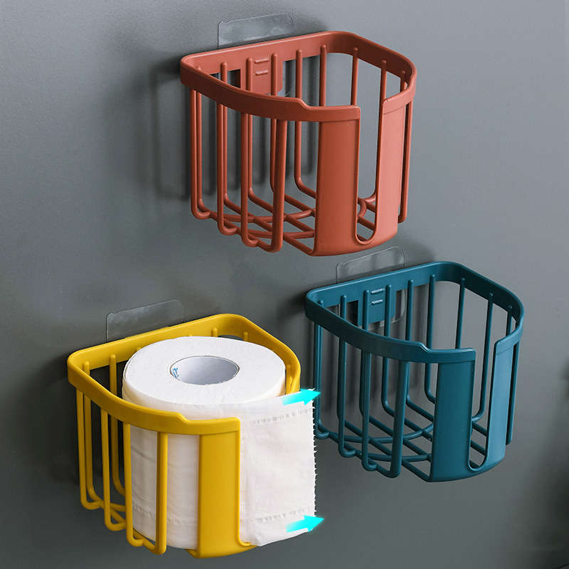 Perforated Dressing Room Toilet Paper Towel Box Basket Shelve Toilet Paper Extraction Toilet Paper Drum Toilet Paper Barrel Toilet Wall-mounted Paper Blue