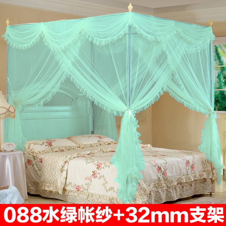 thép không gỉ lưới ba cửa sàn khung dày palace 1.5 / 1.8m màn ngủ vuông - Lưới chống muỗi màn ngủ đẹp