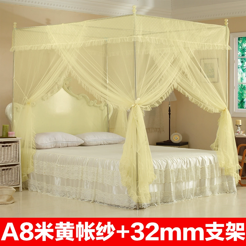 thép không gỉ lưới ba cửa sàn khung dày palace 1.5 / 1.8m màn ngủ vuông - Lưới chống muỗi