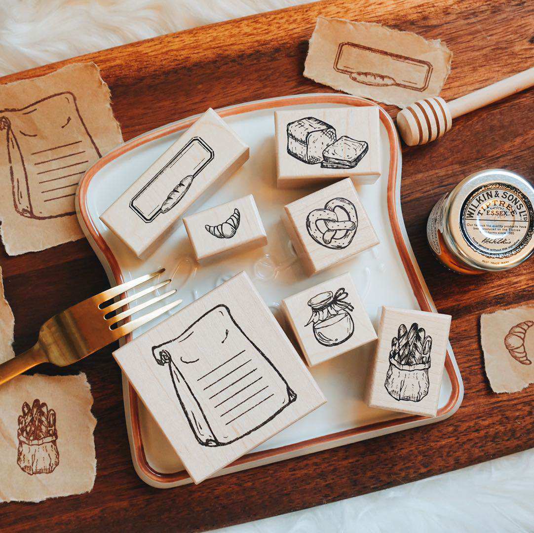 (Square Studio) Bakery Original series Seal bread Wooden seal hand account wild decoration