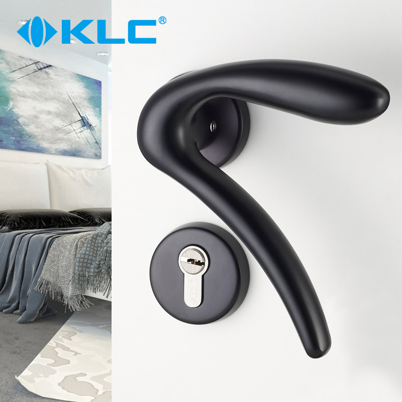 KLC 太空铝门锁室内卧室房门锁具简约分体锁 羊角锁