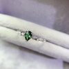 New natural green sapphire ring 925 silver gold plated main stone 4*6mm fashionable and versatile live ring