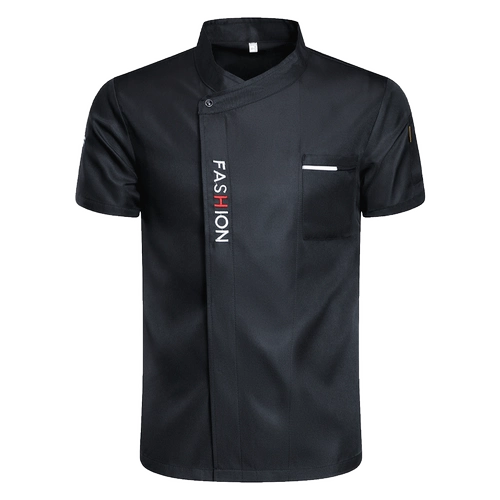 冰丝透气厨师服男短袖夏季餐饮厨房饭厅食堂烘焙长袖厨师服棉