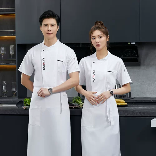 冰丝透气厨师服男短袖夏季餐饮厨房饭厅食堂烘焙长袖厨师服棉