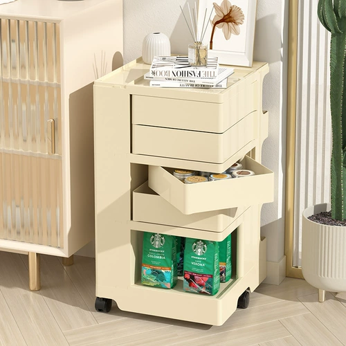 Кремовая крутящаяся универсальная тележка, система хранения для спальни