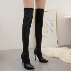 ເກີບຂ້າມແດນ Lazada Women Boots ການຄ້າຕ່າງປະເທດ sexy ຂະຫນາດໃຫຍ່ pointed toe ເກີບຍາວໃນໄລຍະເຂົ່າເກີບສໍາລັບແມ່ຍິງ