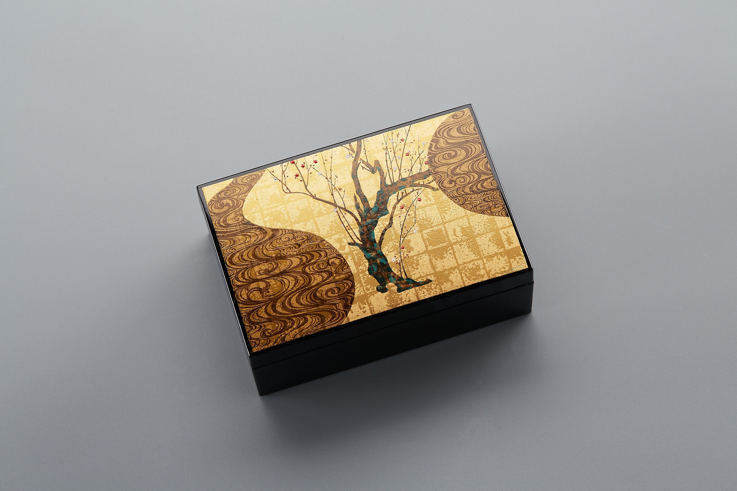 Japan Imports Mountains Lacquer Lacquered Light Linen Metu Mirror Box Day Style Lacquered with mirror box storage box First decoration case