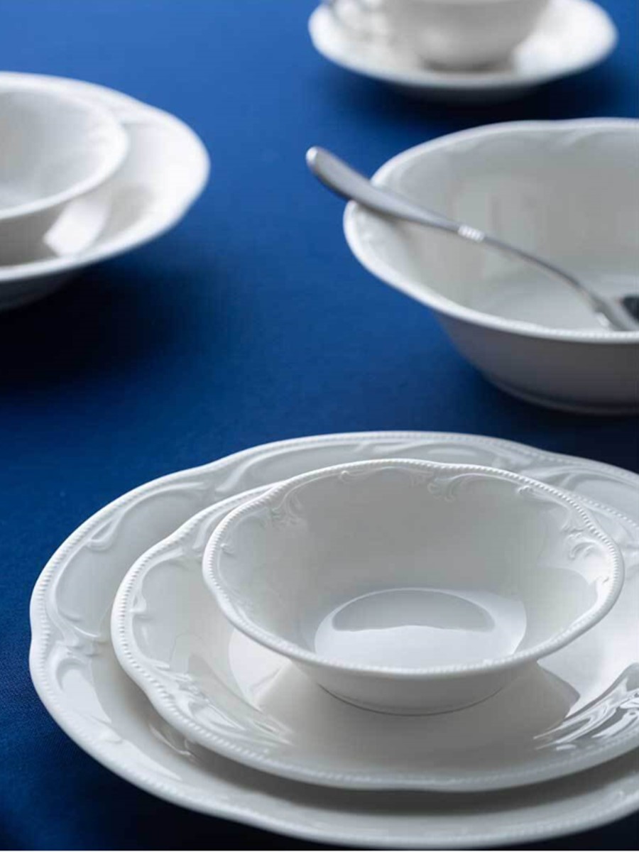 German Seltmann Weiden Vine Relief Milk White Ceramic Cutlery Noodle Bowl Soup Bowl Large Rice Bowl