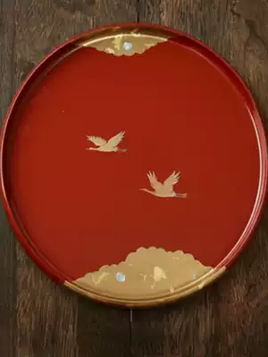 Japanese imported mountain lacquerware 27cm Yunhe pill basin plate Japanese lacquerware tray tea plate plate