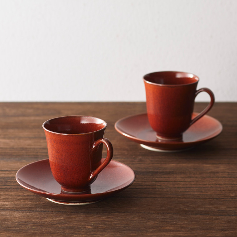 Japan Imports Clean Water Fever designer Pottery Ceramic Persimmon Glazed Coffee Cup Disc Suit Advanced Sensation Retro Red Glazed Cup