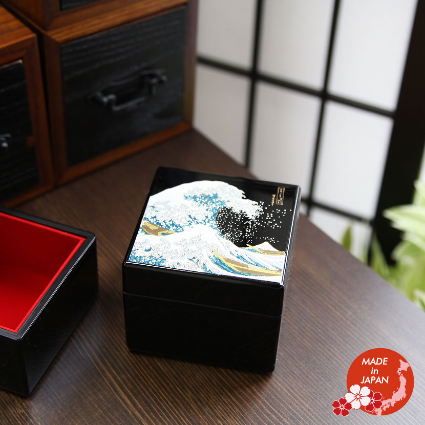 Japan imported Yamanaka lacquerware Kanagawa gold leaf wedding gift small jewelry box precious jewelry box