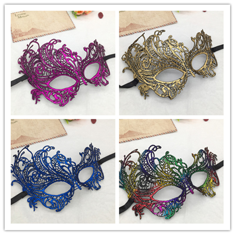 The Halloween men's and women's prom phoenix-shaped lace mask dazzling masks and European and American party supplies batch supplies