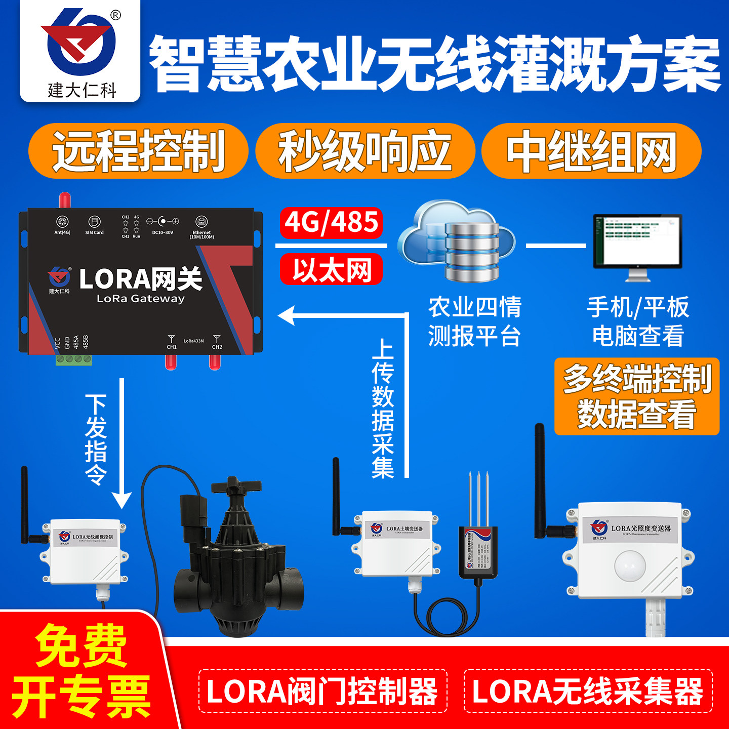 LORA远程智能灌溉控制器 大棚种植用NB无线系统