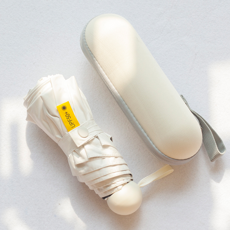 Japanese eight-bone five-fold umbrella pure colour pocket umbrella clear and rain dual-use folding umbrella shading umbrella small portable beach umbrella female