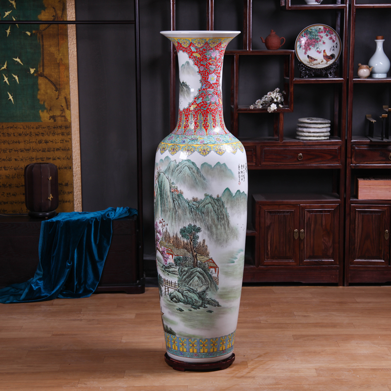 Jingdezhen ceramics to heavy ground vase archaize pastel hand - made sitting room hotel opening gifts flower arranging furnishing articles