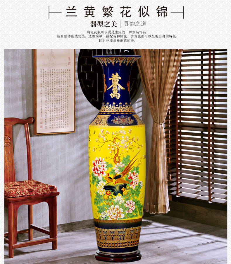 Jingdezhen ceramics blooming flowers hotel lobby hall for the opening of large vase decoration as furnishing articles