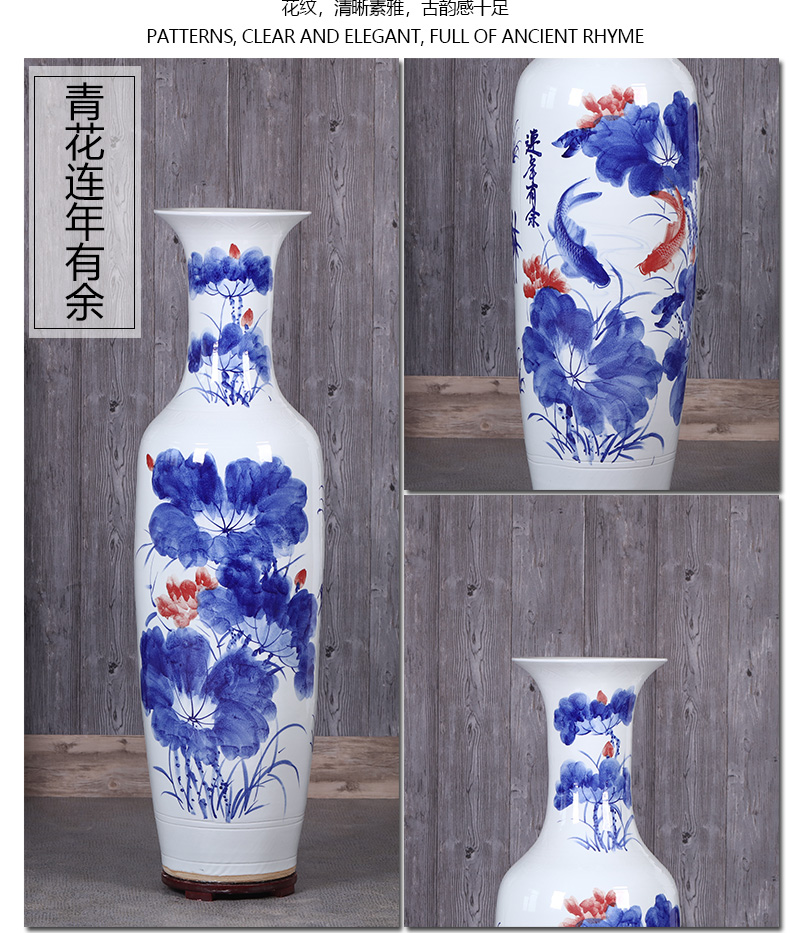 Jingdezhen porcelain ceramics of large vases, flower arranging the hotel Chinese style living room TV cabinet decorative furnishing articles