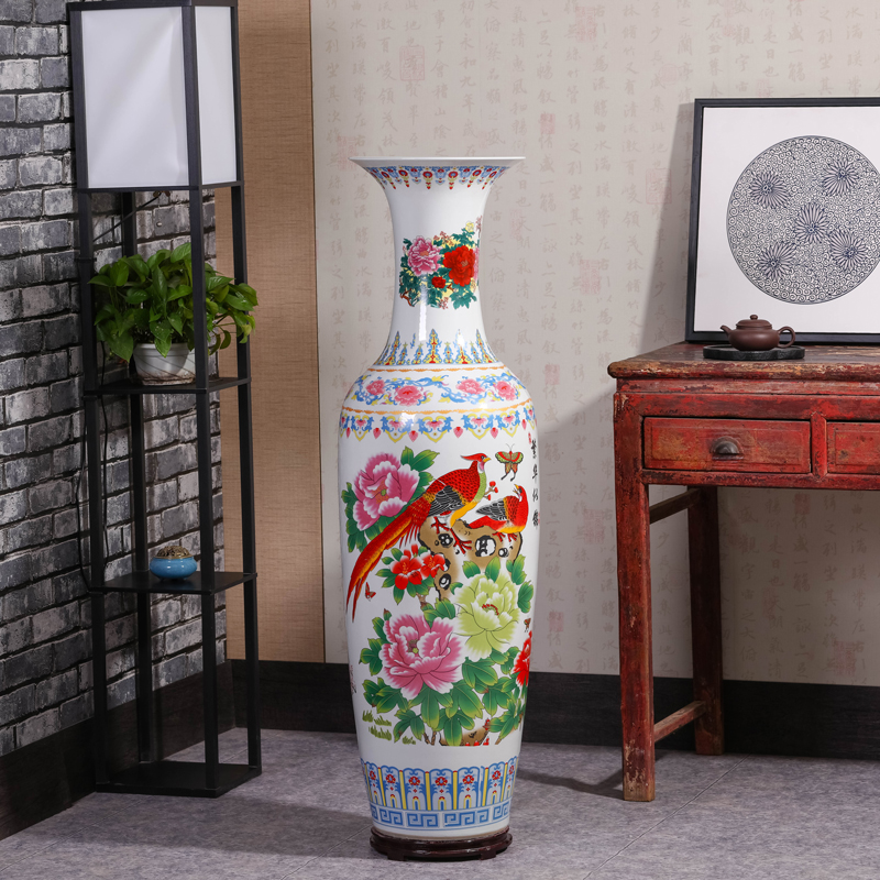 Jingdezhen ceramics blooming flowers hotel lobby hall for the opening of large vase decoration as furnishing articles