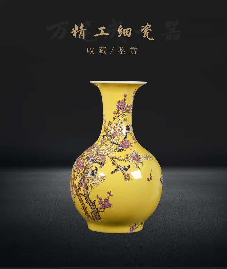 Jingdezhen modern archaize ceramic powder enamel lotus flower bottle handicraft decorative household items furnishing articles