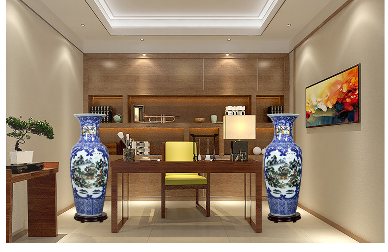 Jingdezhen blue and white vase of large sitting room I household ceramics handicraft ceramic vase furnishing articles