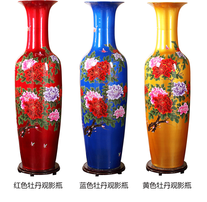 Jingdezhen ceramics of large vase peony modern home sitting room adornment is placed hotel opening gifts