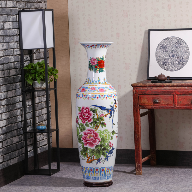 Jingdezhen ceramics blooming flowers hotel lobby hall for the opening of large vase decoration as furnishing articles