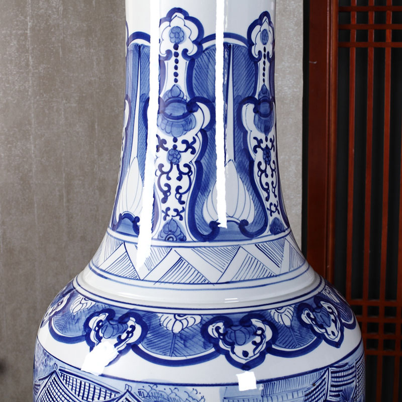 Jingdezhen hand - made qingming scroll of large vases, flower arrangement sitting room hall decoration decoration ceramics furnishing articles
