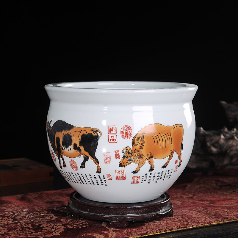 Jingdezhen ceramics basin of water shallow goldfish turtle cylinder water lily wine TV ark, sitting room place ornament