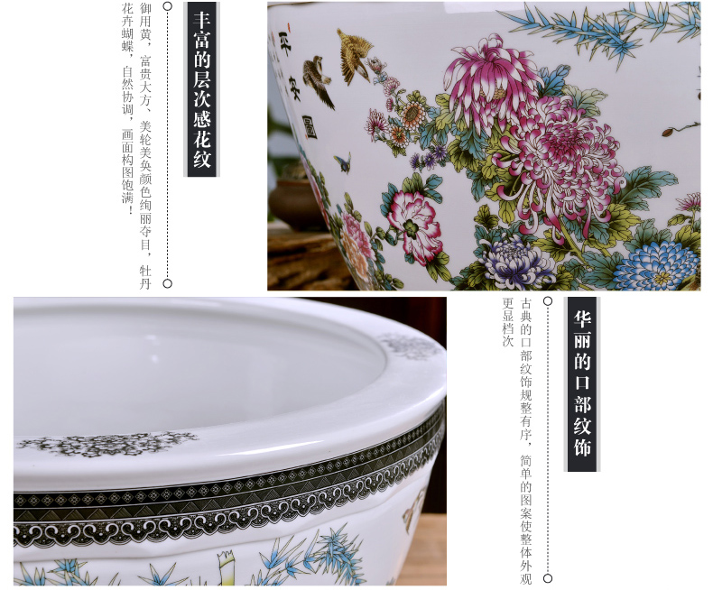 Jingdezhen ceramics large turtle cylinder water lily bowl lotus goldfish bowl bowl lotus cylinder tank sitting room furnishing articles