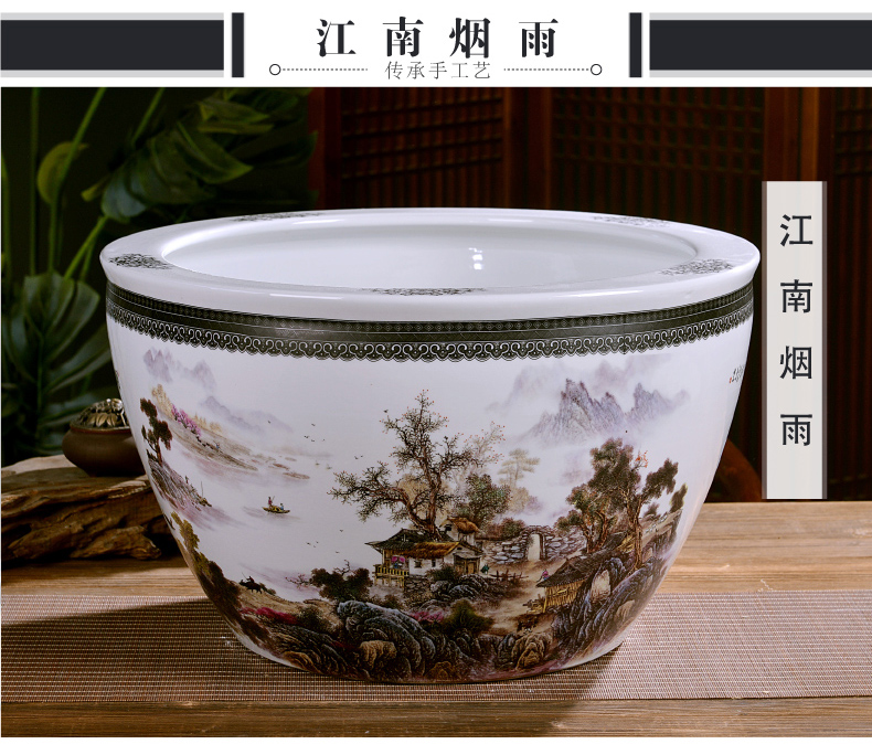 Jingdezhen ceramics large turtle cylinder water lily bowl lotus goldfish bowl bowl lotus cylinder tank sitting room furnishing articles