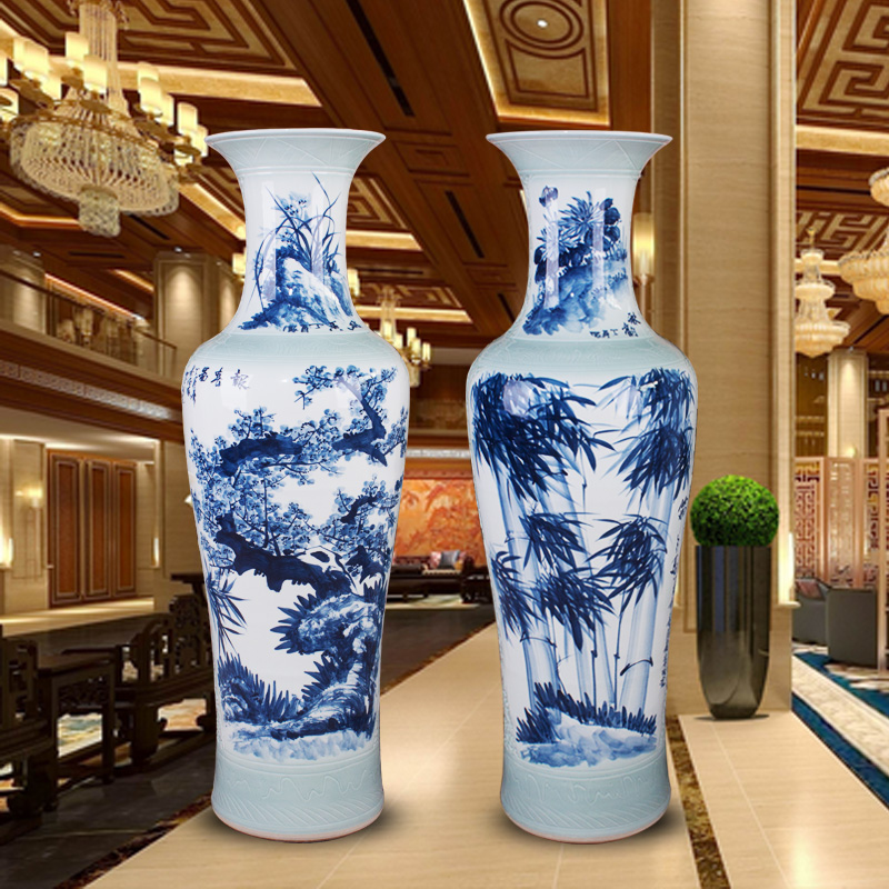 Jingdezhen of large vases, hand - made color ink landscape ceramic vase modern housewarming sitting room adornment is placed