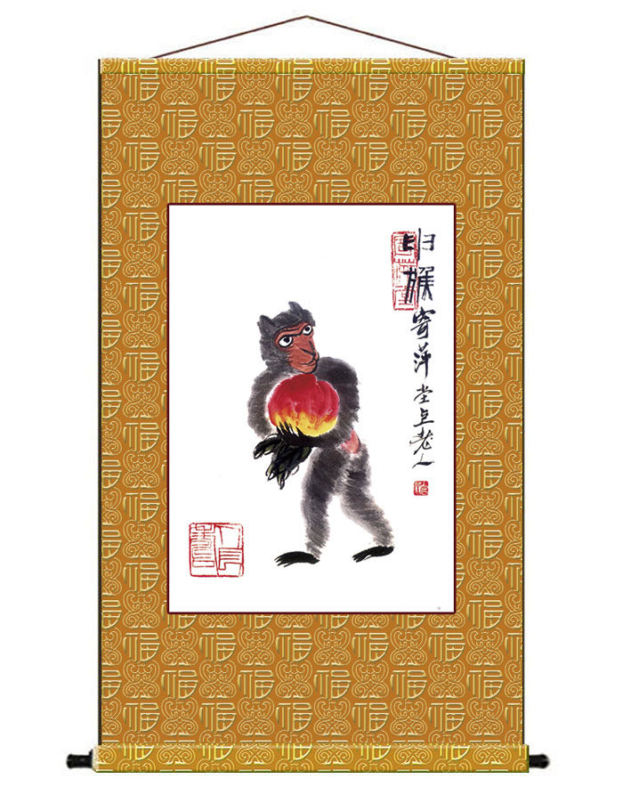 Hanging like a decoration painting 12 zodiac zodiac mascot Shenzi rich and expensive painting scroll hanging paintings Qi Baishi copying artworks