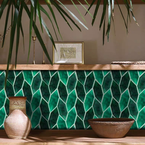Багз Банни темно-зеленые листья мозаика скандинавская личность ледяная трещина мозаика Интернет знаменитость зеленый стол фон стена кухня