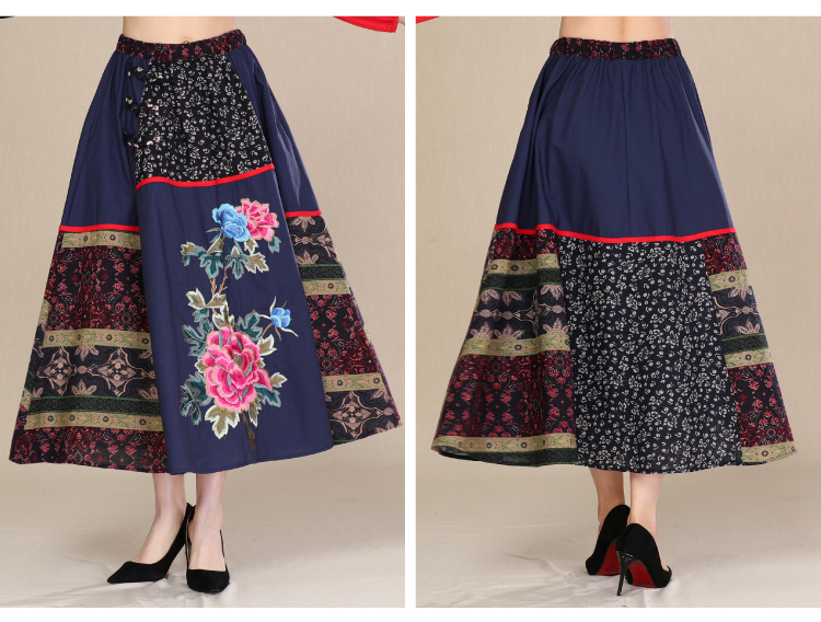 2018 xuân mới quốc gia phong cách Trung Quốc retro thêu hoa cotton và vải lanh khâu váy lớn hoang dã áo sơ mi form rộng nữ