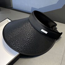 Japanese summer sun protection hat for women anti-UV large brim black plastic outdoor cycling topless sun hat trendy