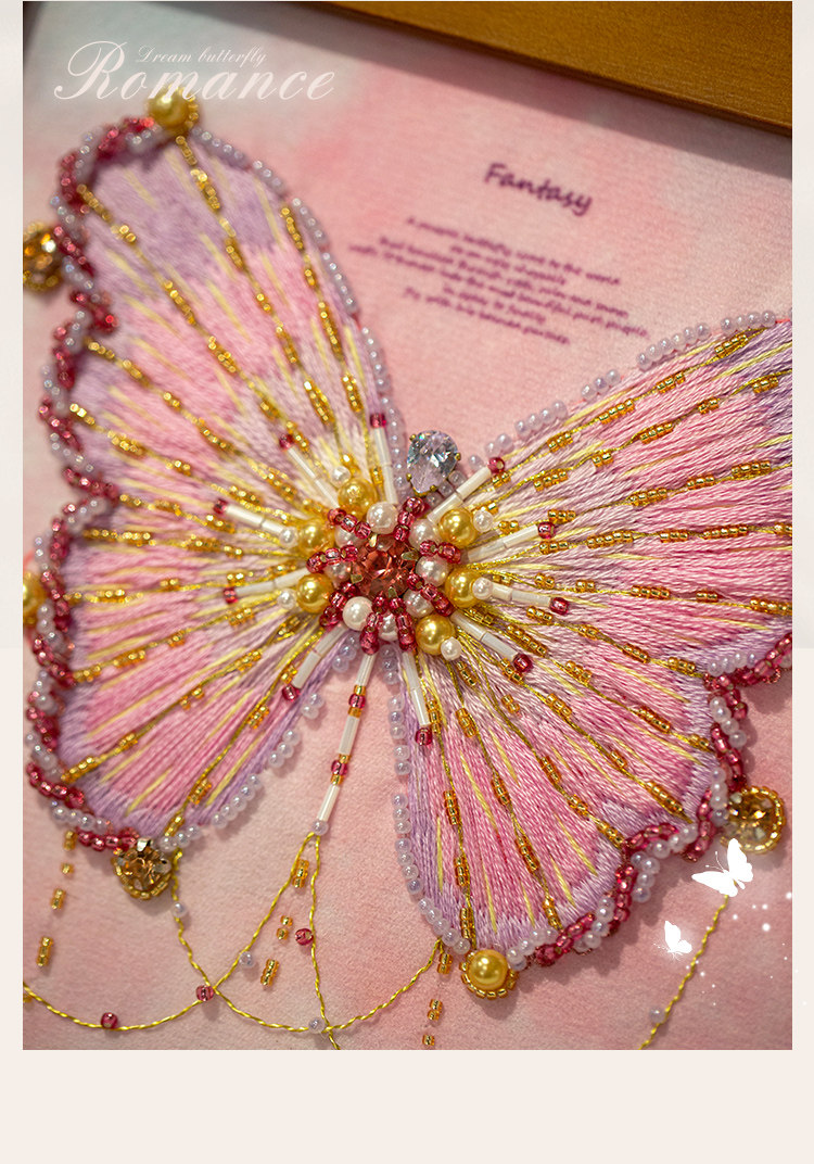 3 Dビーズ刺繍絵画手作りDIYセット蝶ビーズ刺繍額縁絵画ホームセット