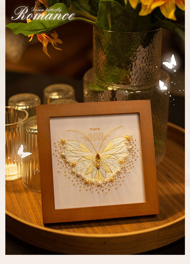 3 Dビーズ刺繍絵画手作りDIYセット蝶ビーズ刺繍額縁絵画ホームセット