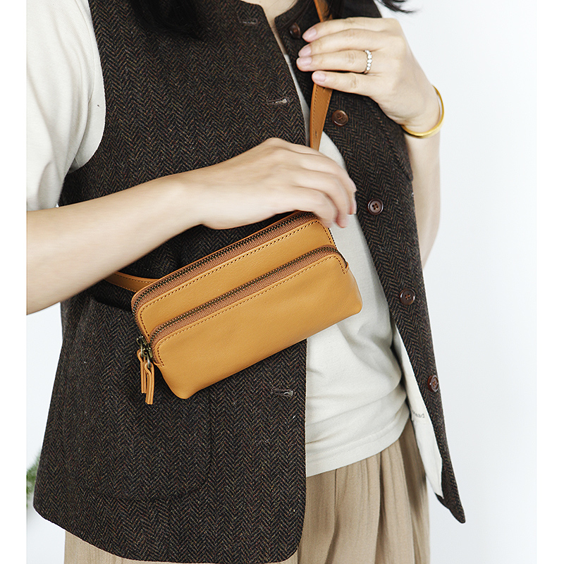 Bu Gu Forest Lady Genuine Leather Mobile Phone Bag Small Pocket Women Bag Simple Cow Leather Small Bag Mini Chest Bag Handbags B323