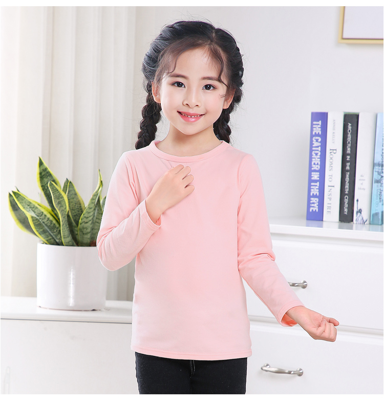 Áo phông cotton trẻ em mùa xuân và mùa thu mới trẻ em lớn cổ tròn áo thun bé gái áo trắng bé trai áo thun dài tay quần áo bé gái