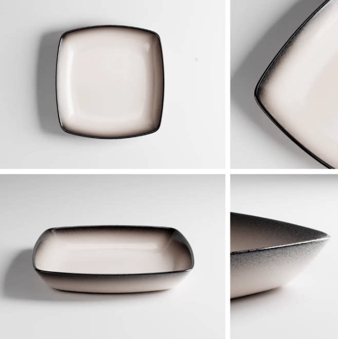 QCqing的黑色渐变花边小方碟-碟子