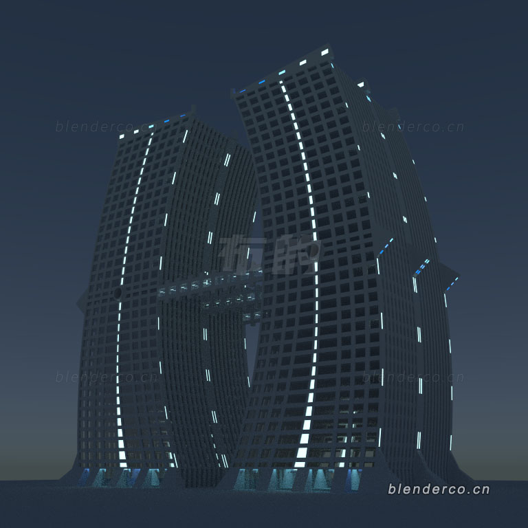 Blenderr科技感大楼建筑模型