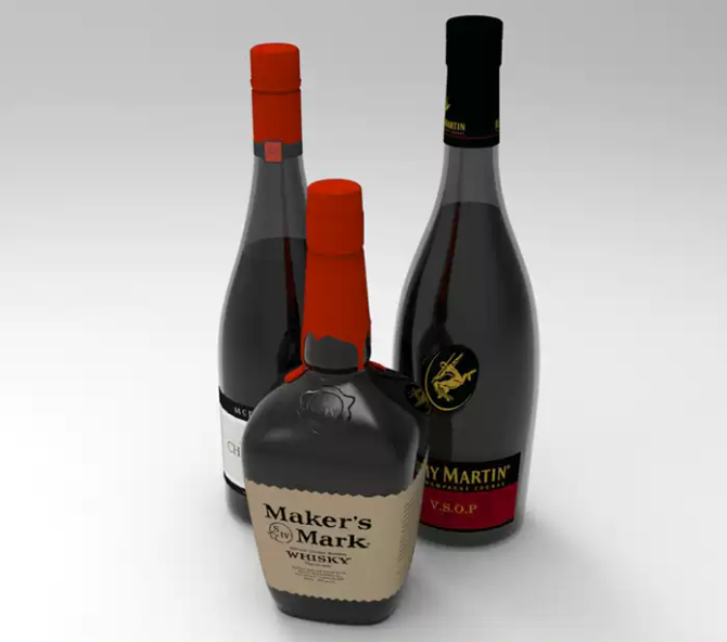 C4D FBX STL OBJ Blender Maya红酒瓶玻璃瓶瓶子三维模型-cg男孩