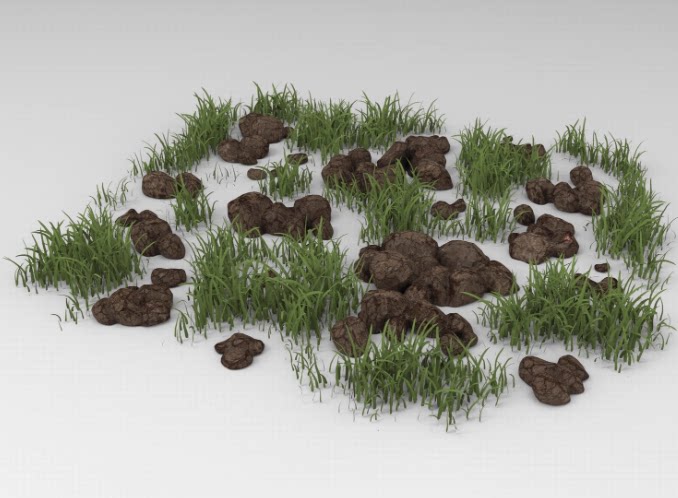 C4D低面卡通素材FBX草丛STL石块OBJ草地Blender乱石堆设计3D模型